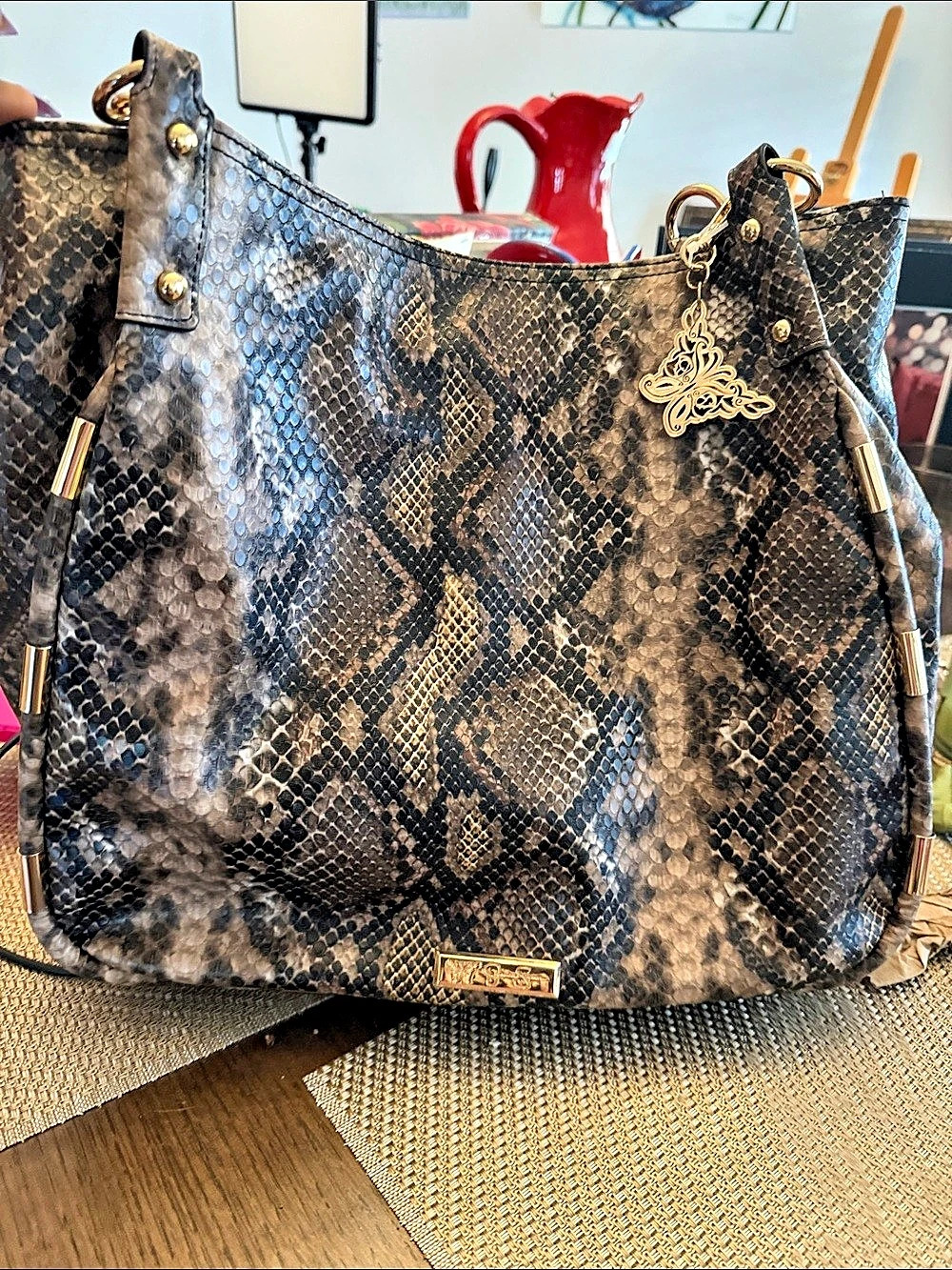 Jessica Simpson Animal Print Tote in Black & Brown